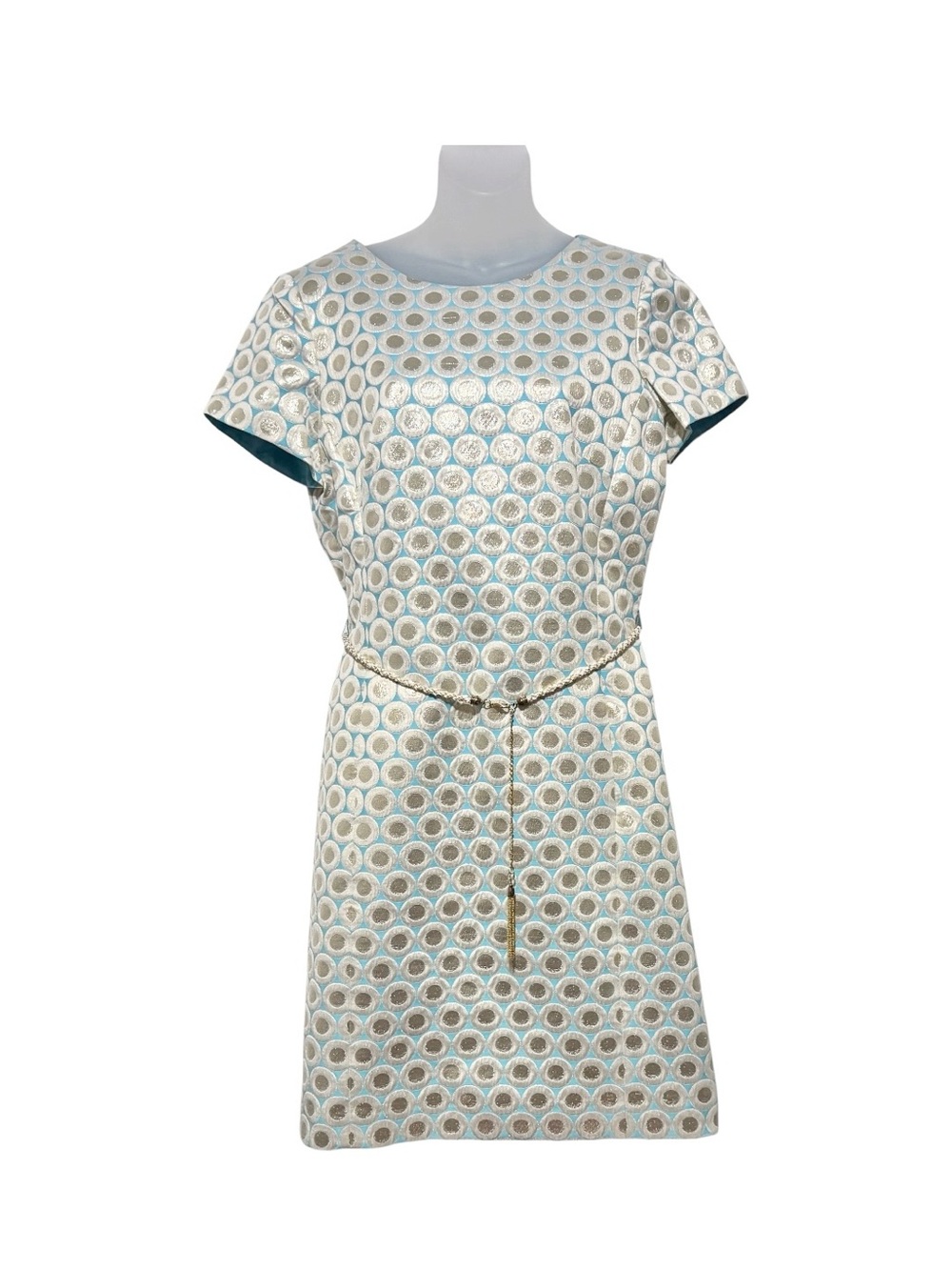 Sara Campbell Brocade Circles on Turquoise Dress